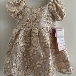 BRAND NEW Rare Editions Gold Floral Lace Party Dress (toddler 2T)